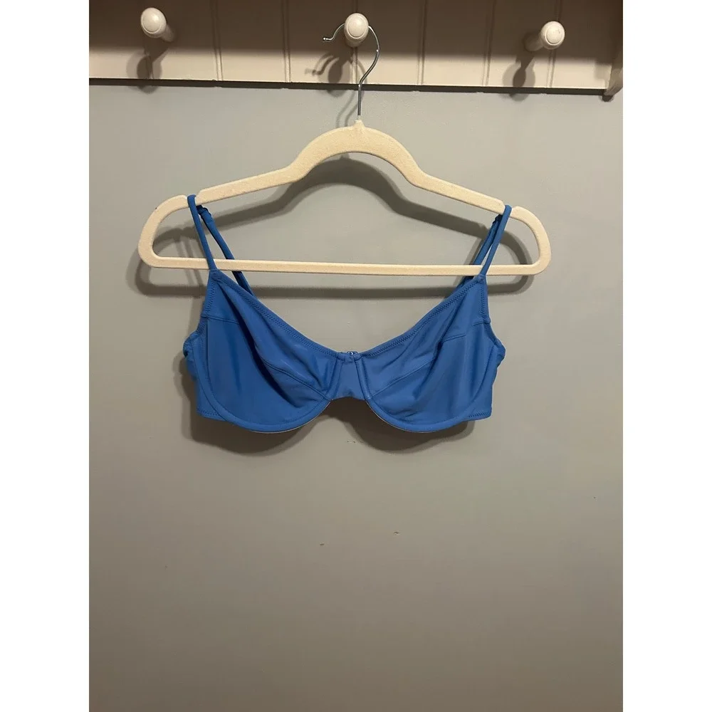 J.Crew Re-Imagined Underwire Bikini Top Blue 36D Recycled Swimwear